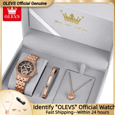 OLEVS 7036 Automatische Mechanikuhr für Damen- Sternenhimmel und Eleganz im Geschenkset
