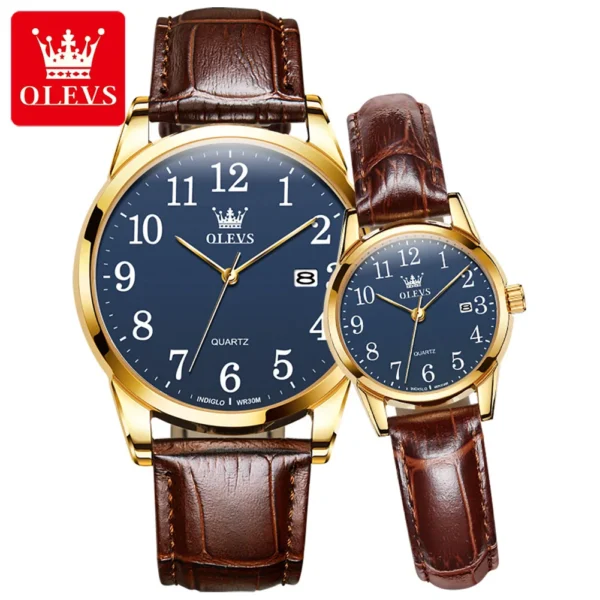 OLEVS 5566 Paar-Uhr - Elegante Quarz-Uhren für Verliebte mit Kalender – Bild 3