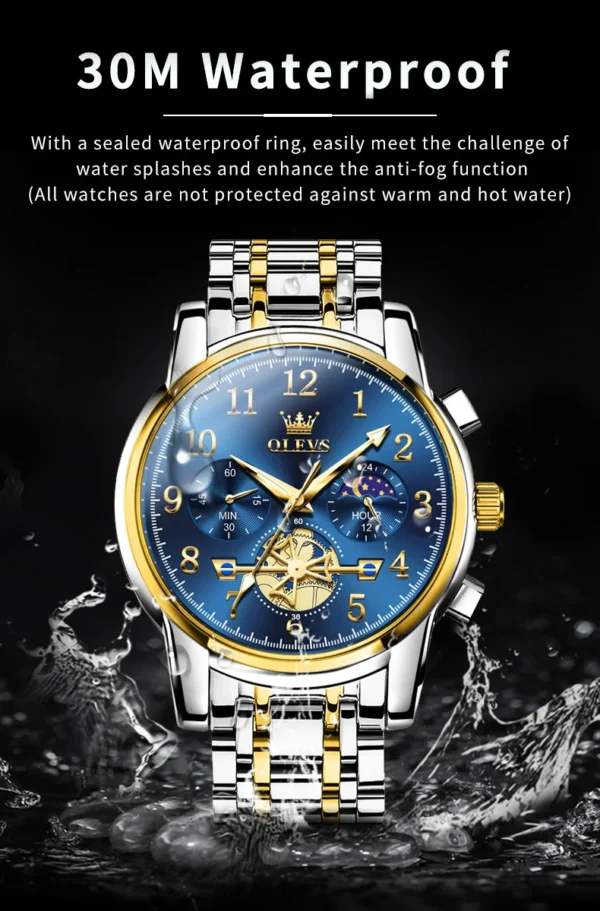 OLEVS 2900 Business Sport Herrenuhr-Eleganz mit Mondphase und Chronograph – Bild 27