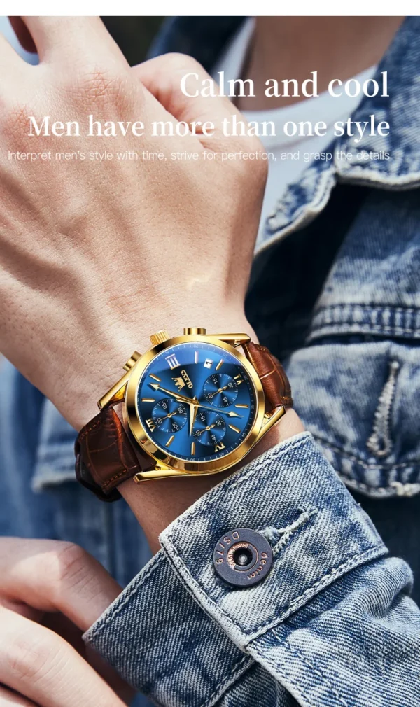 OLEVS 2872 Herrenuhr: Luxuriöser Chronograph in Rose-Gold-Braun – Bild 12