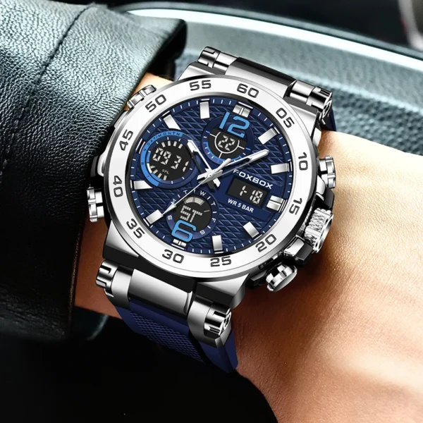 FOXBOX 0033 Herrenuhr - Militär-Sportuhr mit Dual-Display – Bild 5