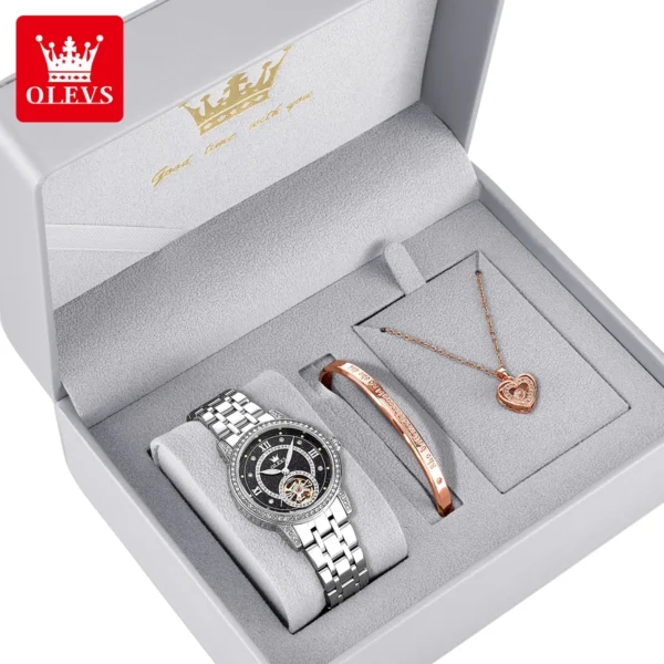 OLEVS 7036 Automatische Mechanikuhr für Damen- Sternenhimmel und Eleganz im Geschenkset – Bild 7