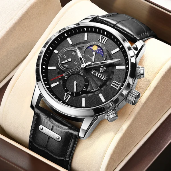 LIGE 8932 Militär-Herrenuhr: Luxuriöser Chronograph mit Mondphase – Bild 5