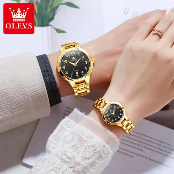 OLEVS 3650 Paar-Uhr Luxuriöse Edelstahl-Uhren für Verliebte – Bild 5