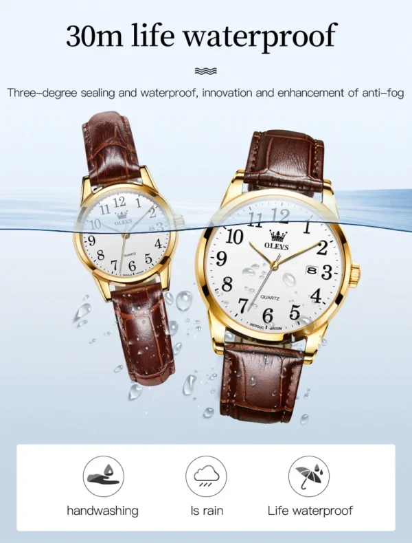 OLEVS 5566 Paar-Uhr - Elegante Quarz-Uhren für Verliebte mit Kalender – Bild 26