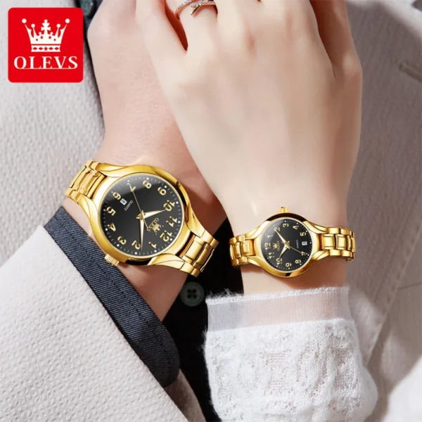 OLEVS 3650 Paar-Uhr Luxuriöse Edelstahl-Uhren für Verliebte – Bild 6