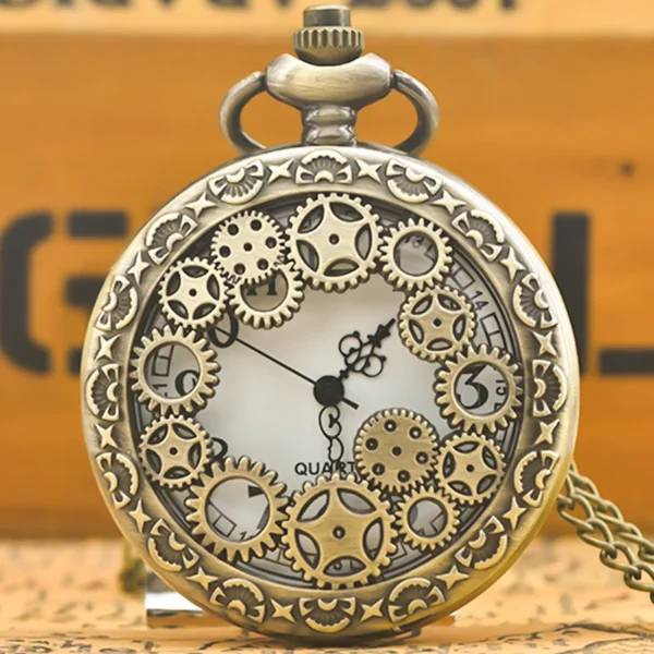 Schwarz Hohle Zahnrad-Taschenuhr: Stilvolles Gedenkgeschenk im Steampunk-Look – Bild 3