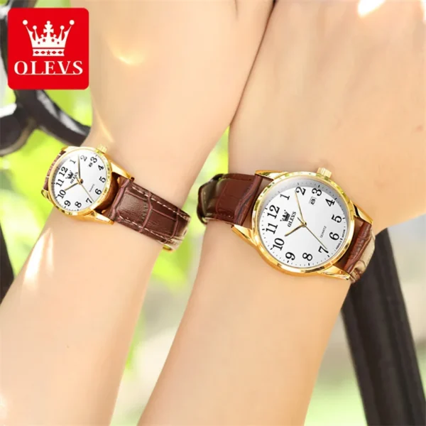 OLEVS 5566 Paar-Uhr - Elegante Quarz-Uhren für Verliebte mit Kalender – Bild 9