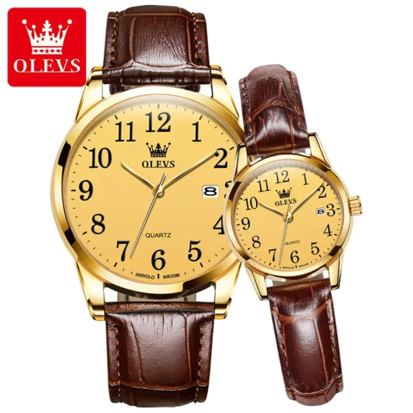 OLEVS 5566 Paar-Uhr - Elegante Quarz-Uhren für Verliebte mit Kalender – Bild 4