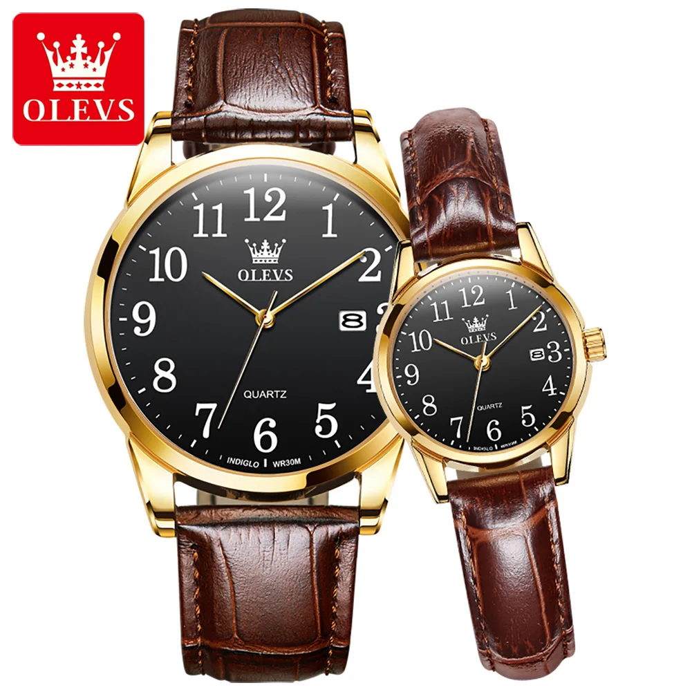 OLEVS 5566 Paar-Uhr - Elegante Quarz-Uhren für Verliebte mit Kalender