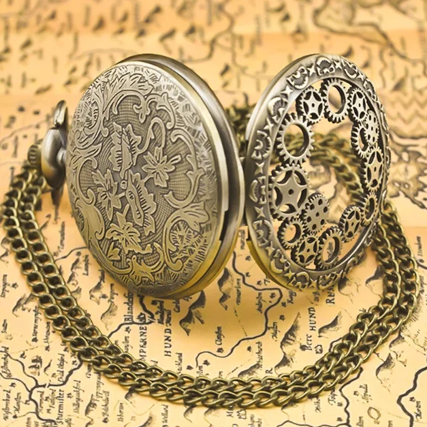 Schwarz Hohle Zahnrad-Taschenuhr: Stilvolles Gedenkgeschenk im Steampunk-Look – Bild 12