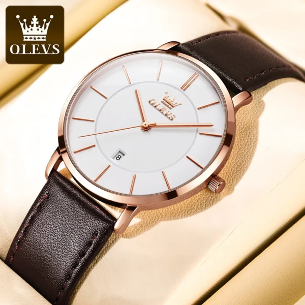 OLEVS 5869 Paar-Uhr-Ultradünne Quarz-Uhren mit Stil und Kalender – Bild 6