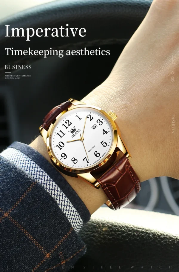 OLEVS 5566 Paar-Uhr - Elegante Quarz-Uhren für Verliebte mit Kalender – Bild 12