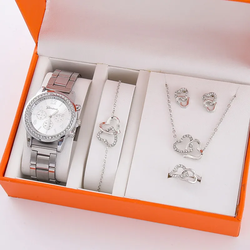 Damen-Uhren-Set 5-teilig Eleganz mit Strass für Mädchen und Frauen
