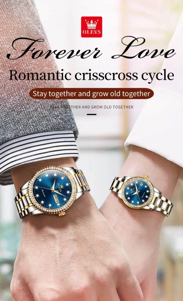 OLEVS 7003 Mechanische Paar-Uhr Luxus und Präzision für Verliebte – Bild 11