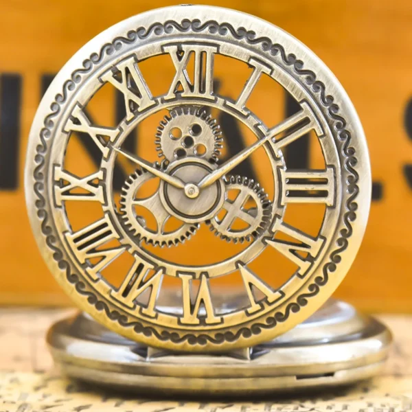 Vintage Bronze Steampunk Taschenuhr-Faszinierendes Zahnrad-Design – Bild 4