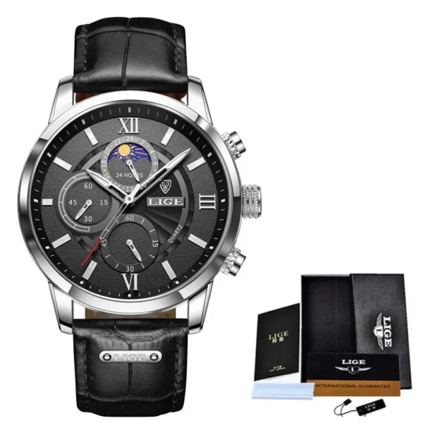 LIGE 8932 Militär-Herrenuhr: Luxuriöser Chronograph mit Mondphase – Bild 6