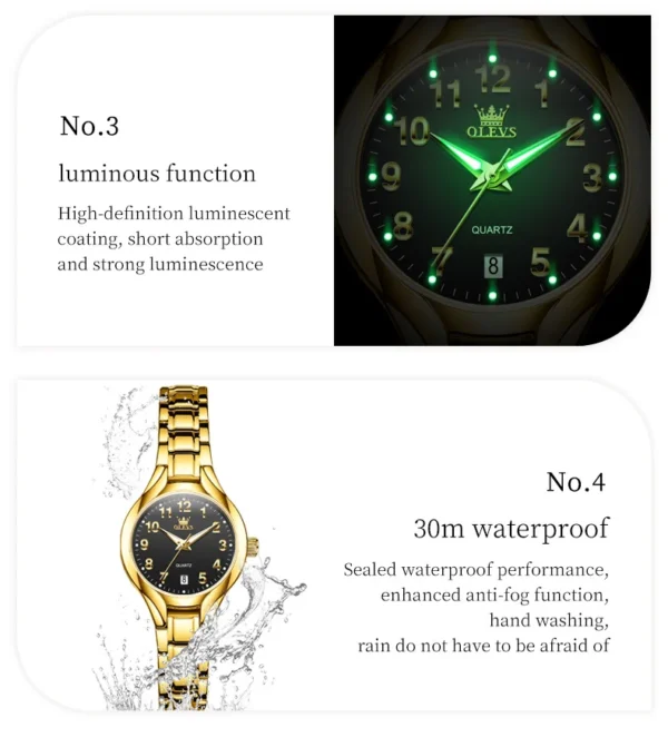 OLEVS 3650 Paar-Uhr Luxuriöse Edelstahl-Uhren für Verliebte – Bild 22