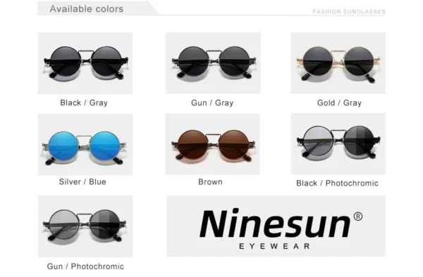 Ninesun Polarisierte Runde Steampunk Vintage Sonnenbrille UV400 – Bild 10