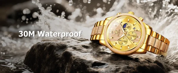 OLEVS 3645 Herrenuhr-Luxuriöse Quarz-Uhr mit Massivholz und Mondphase – Bild 11