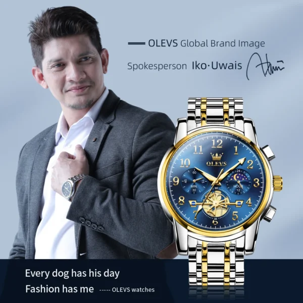 OLEVS 2900 Business Sport Herrenuhr-Eleganz mit Mondphase und Chronograph – Bild 3