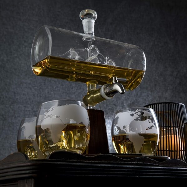Elegantes Bar-Set - Einzigartige Spender-Karaffe mit 4 Gläsern – Bild 8