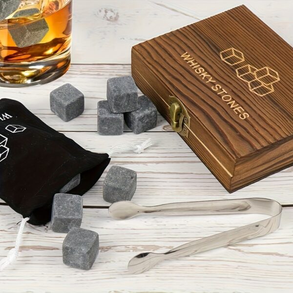 Whisky Steine Set mit Holzbox-Kühler Genuss ohne Verwässerung – Bild 7