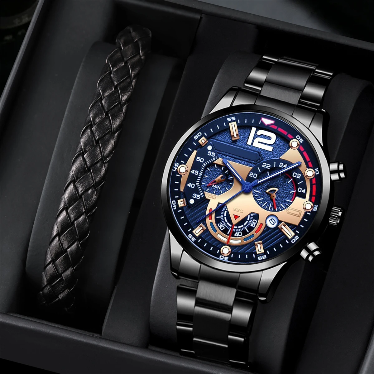 Quarz-Armbanduhr für Herren – Legierungsgehäuse und Armband