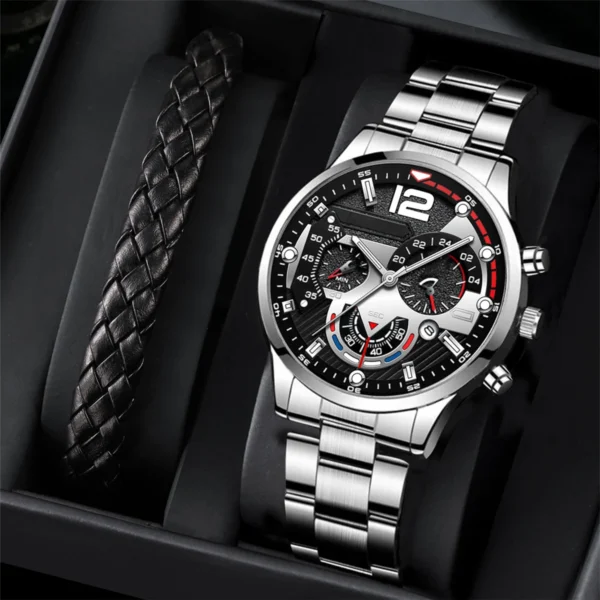 Quarz-Armbanduhr für Herren – Legierungsgehäuse und Armband – Bild 6