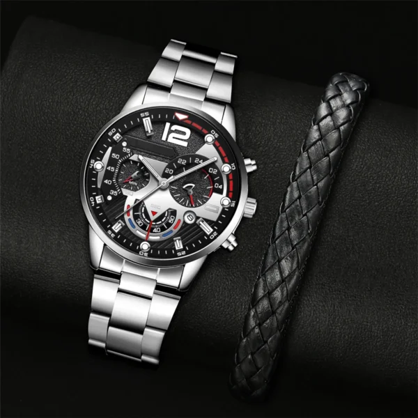 Quarz-Armbanduhr für Herren – Legierungsgehäuse und Armband – Bild 3