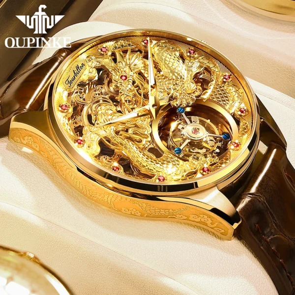 OUPINKE Herren-Automatikuhr 3176 – Tourbillon und Drachen-Design – Bild 7