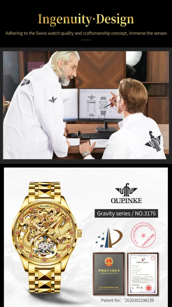 OUPINKE Herren-Automatikuhr 3176 – Tourbillon und Drachen-Design – Bild 19