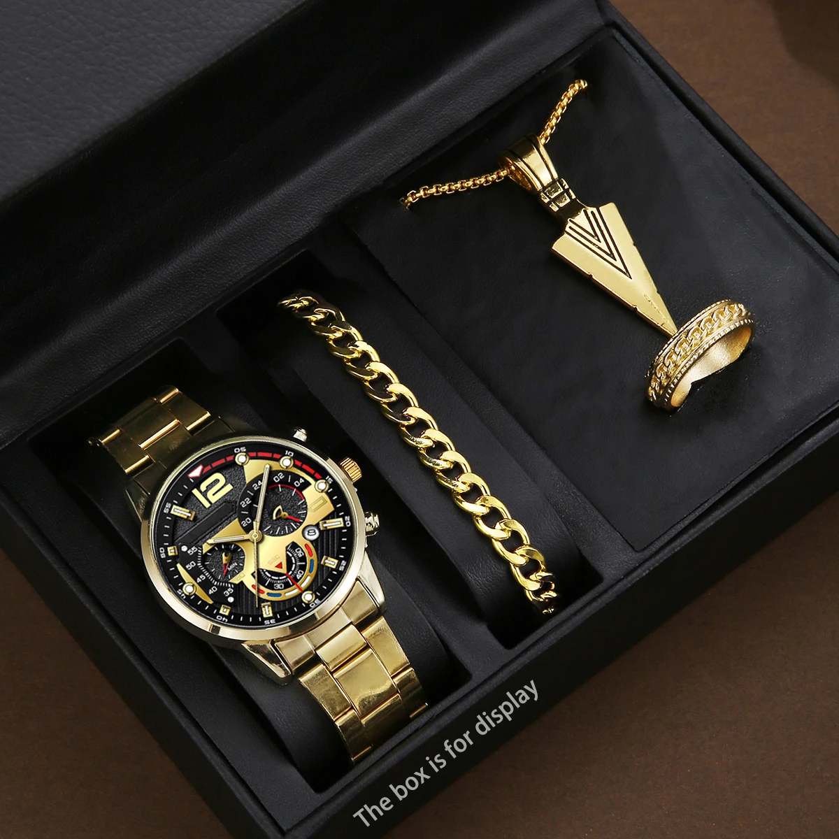 HIKUN Herren-Geschenkset 'Statement' | 4-teilig in Gold-Optik
