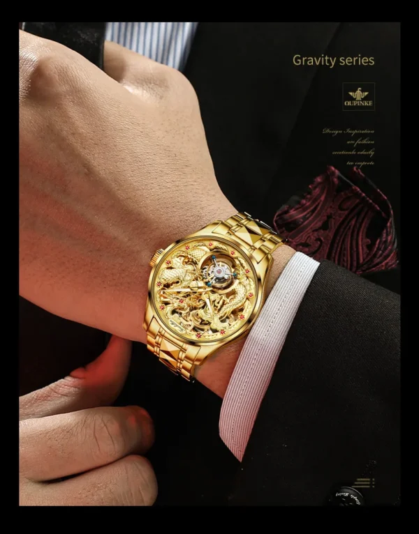 OUPINKE Herren-Automatikuhr 3176 – Tourbillon und Drachen-Design – Bild 15