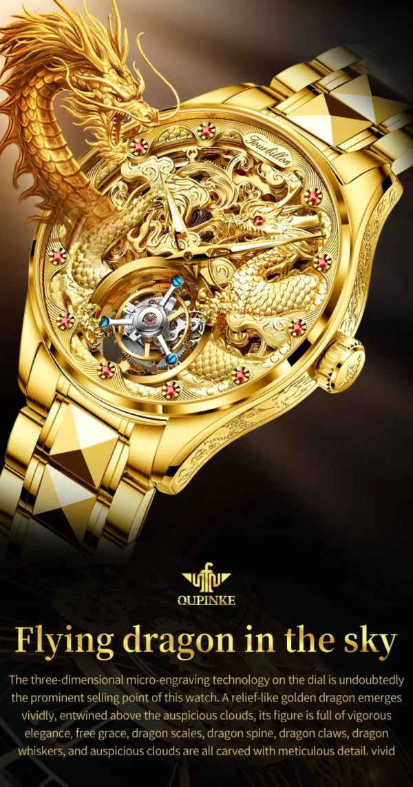 OUPINKE Herren-Automatikuhr 3176 – Tourbillon und Drachen-Design – Bild 11