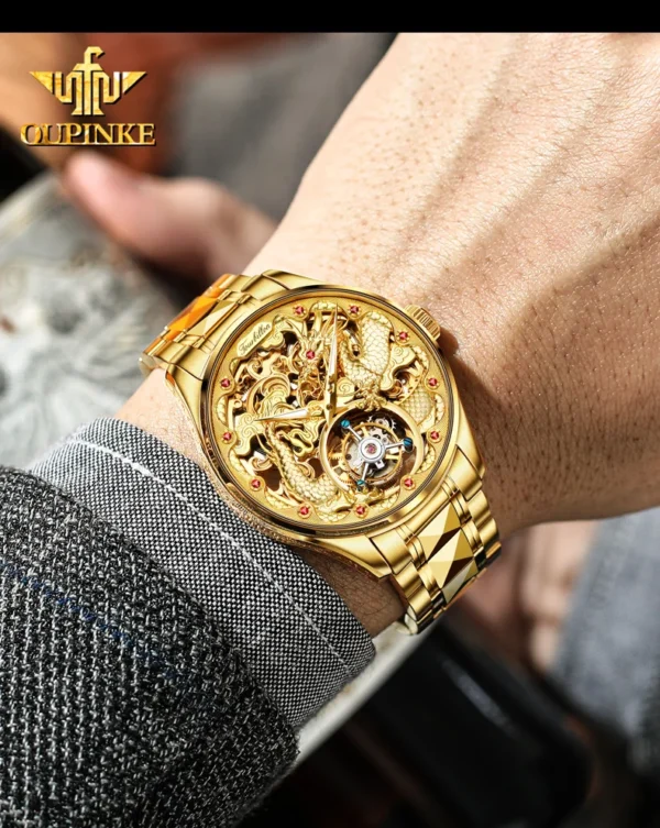 OUPINKE Herren-Automatikuhr 3176 – Tourbillon und Drachen-Design – Bild 14