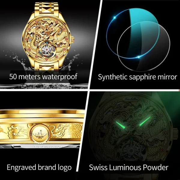 OUPINKE Herren-Automatikuhr 3176 – Tourbillon und Drachen-Design – Bild 6