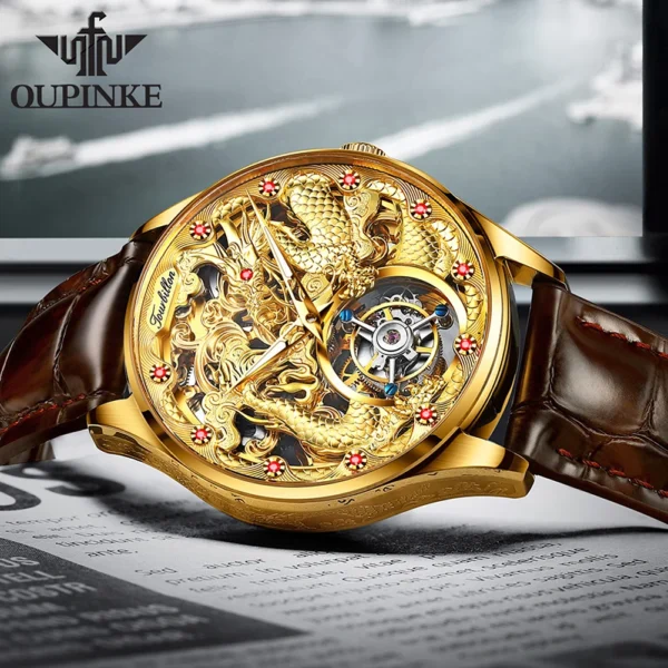 OUPINKE Herren-Automatikuhr 3176 – Tourbillon und Drachen-Design – Bild 4