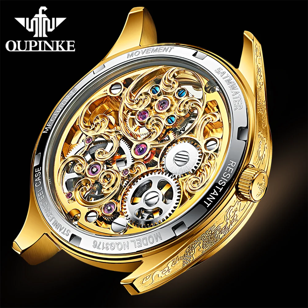 OUPINKE Herren-Automatikuhr 3176 – Tourbillon und Drachen-Design