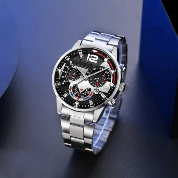 Quarz-Armbanduhr für Herren – Legierungsgehäuse und Armband – Bild 9