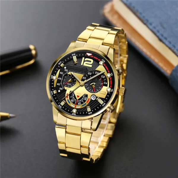 HIKUN Herren-Geschenkset 'Statement' | 4-teilig in Gold-Optik – Bild 6