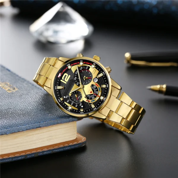 Quarz-Armbanduhr für Herren – Legierungsgehäuse und Armband – Bild 8