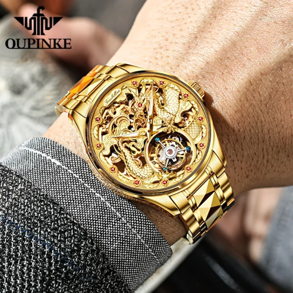 OUPINKE Herren-Automatikuhr 3176 – Tourbillon und Drachen-Design – Bild 3
