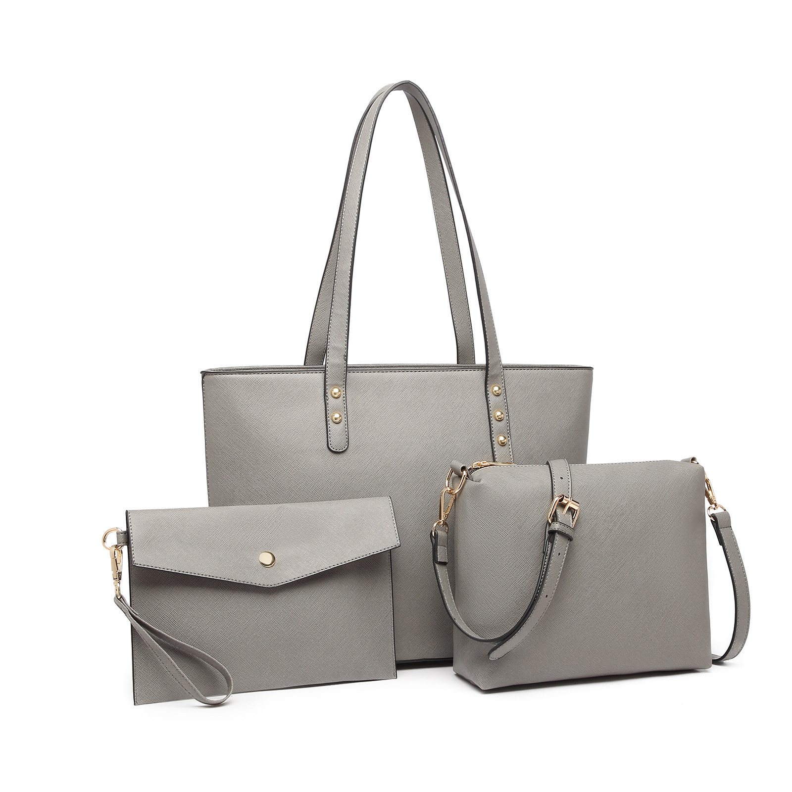 Elegantes 3-teiliges Handtaschen-Set – Shopper - Umhängetasche und Clutch – Bild 4