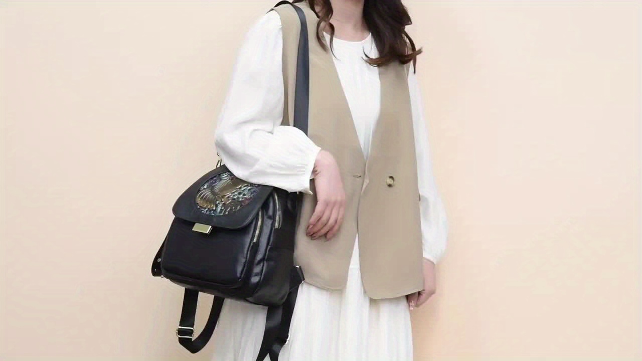 Boho-Rucksack für Damen mit kunstvoller Prägung – Vintage Ethno-Stil – Bild 12