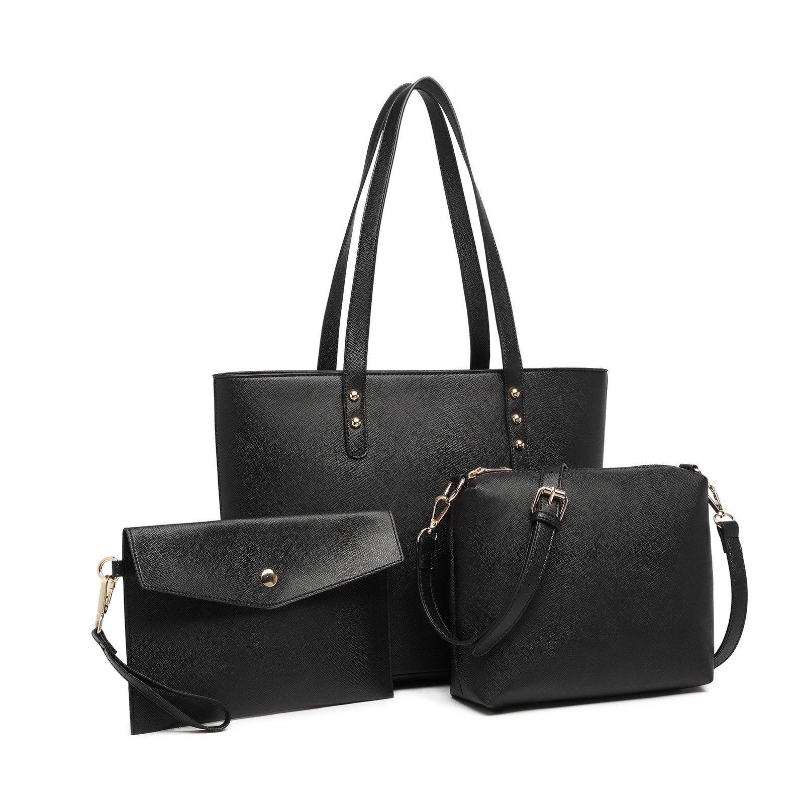 Elegantes 3-teiliges Handtaschen-Set – Shopper - Umhängetasche und Clutch – Bild 8