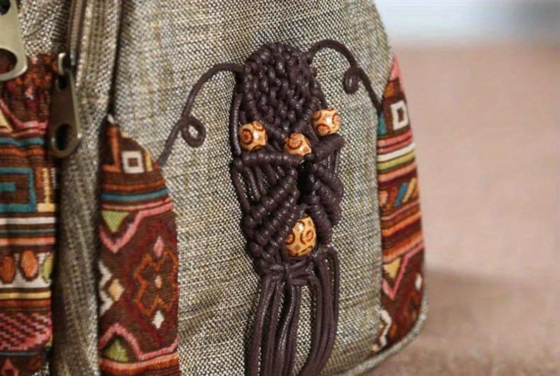 Boho-Rucksack für Damen aus Canvas – Vintage-Design mit Ethno-Muster – Bild 16