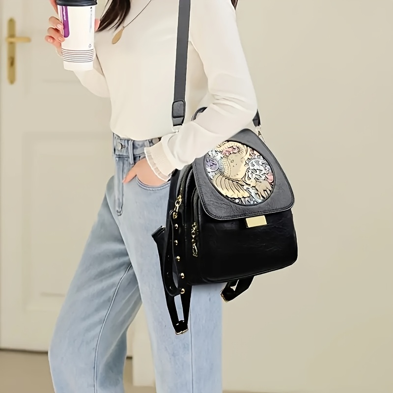 Boho-Rucksack für Damen mit kunstvoller Prägung – Vintage Ethno-Stil – Bild 11