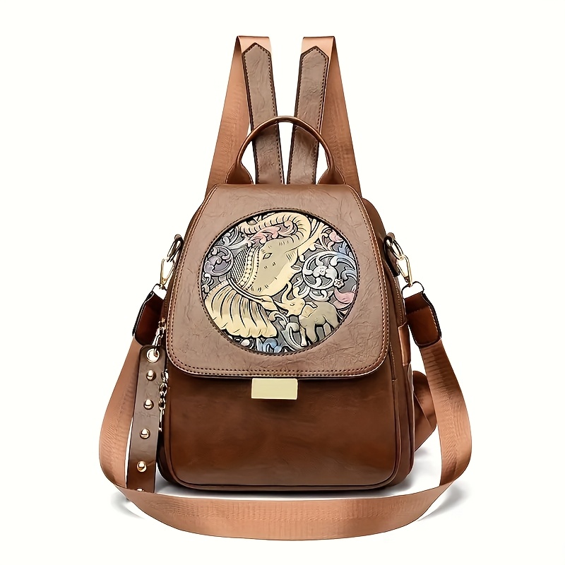 Boho-Rucksack für Damen mit kunstvoller Prägung – Vintage Ethno-Stil – Bild 14