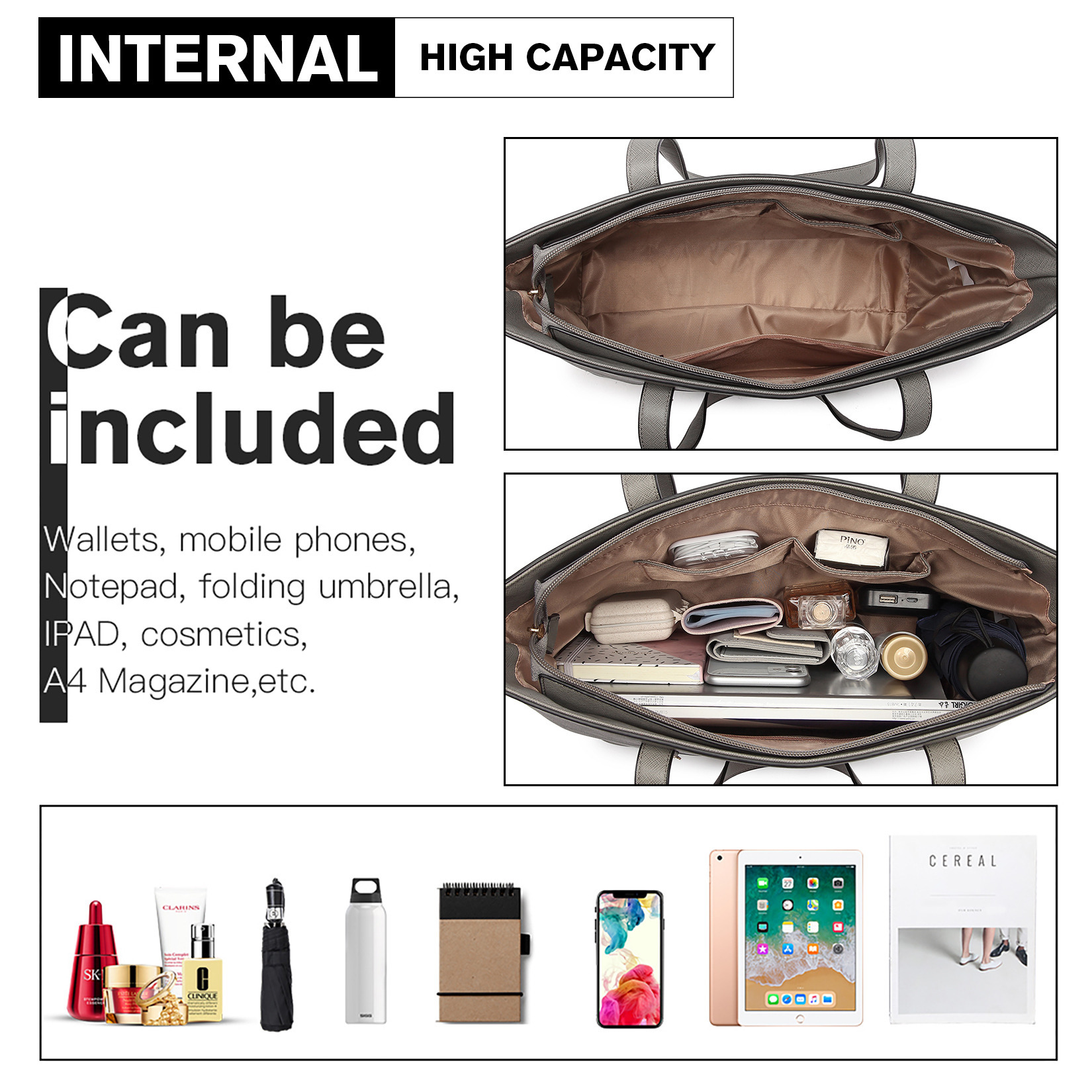 Elegantes 3-teiliges Handtaschen-Set – Shopper - Umhängetasche und Clutch – Bild 16